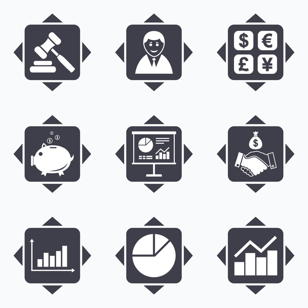 Money, cash and finance icons. - Vector, Image