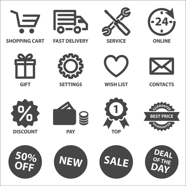 Shopping icons set - Vector, Image