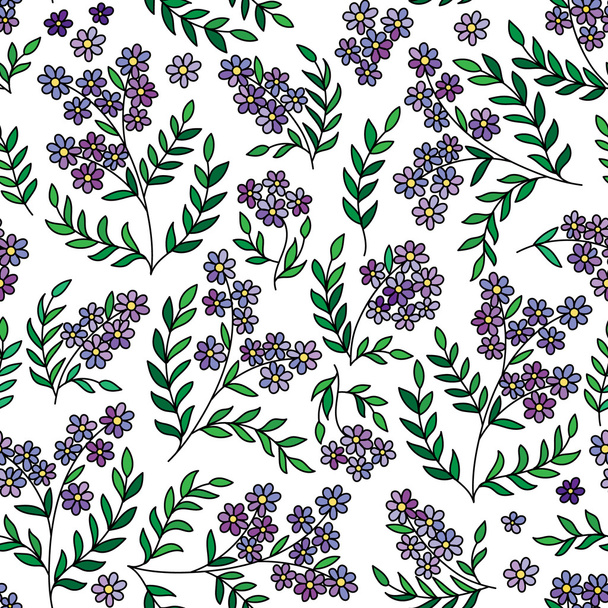 Seamless forget-me-not flowers pattern.  Floral background - Вектор,изображение