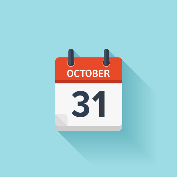 October 31 . Vector flat daily calendar icon. Date and time, day, month. Holiday. - Vector, Image