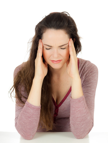 güzel bir kadın baş ağrısı muzdarip - Fotoğraf, Görsel