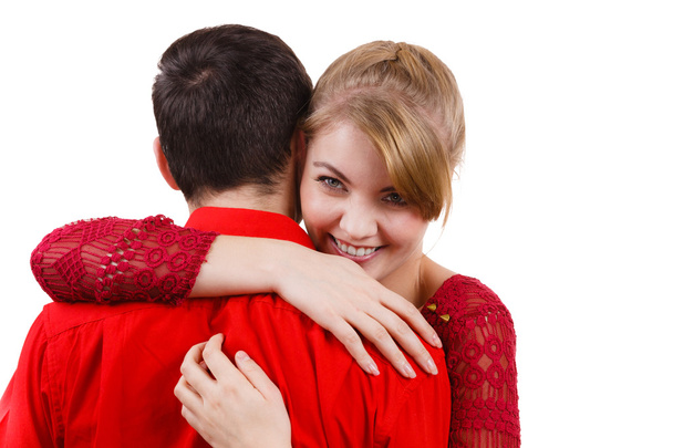 Girl hugging boyfriend romantically. - Foto, Bild