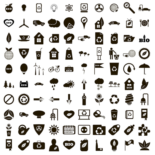 100 eco iconen set, eenvoudige stijl - Vector, afbeelding