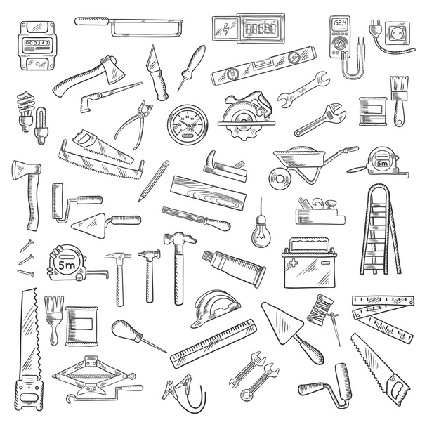 Stavební nástroje objekty - Vektor, obrázek