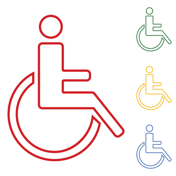 Discapacitados. Conjunto de iconos de línea
 - Vector, Imagen