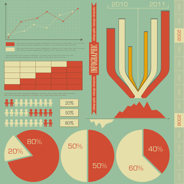 Retro elements for infographics - Vector, Image
