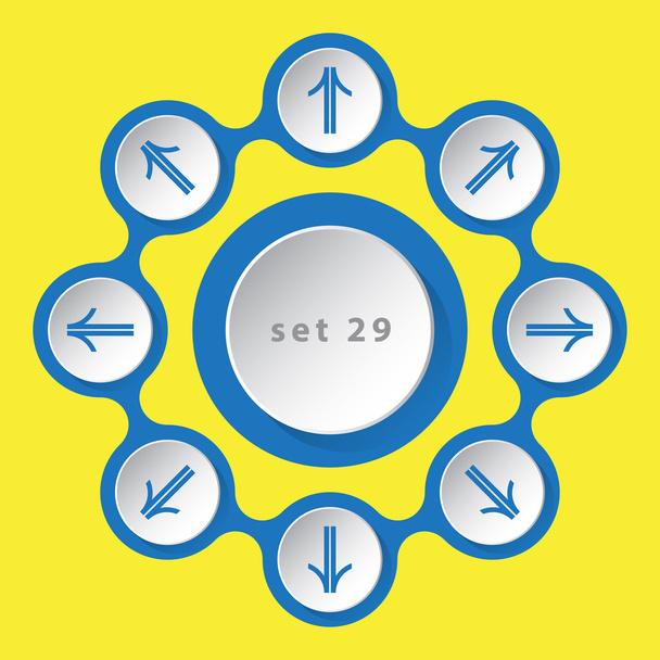 ícones com setas em oito direções
 - Vetor, Imagem