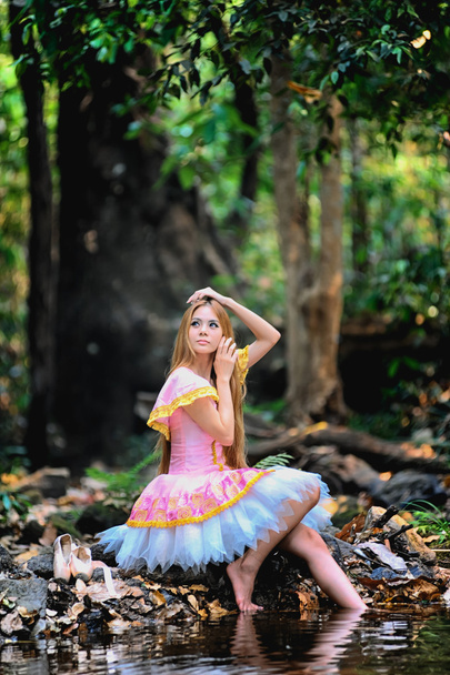 Bale Asya güzel kız elbise doğa üzerinde - Fotoğraf, Görsel