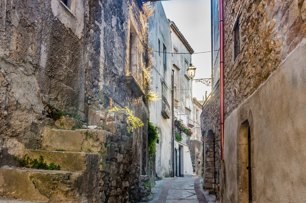 Romantická velmi stará vesnička Vico del Gargano, bludiště úzkých ulic a úzkých uliček lemovaných malebných domků a paláců, jejichž patronkou je svatý Valentin - Fotografie, Obrázek