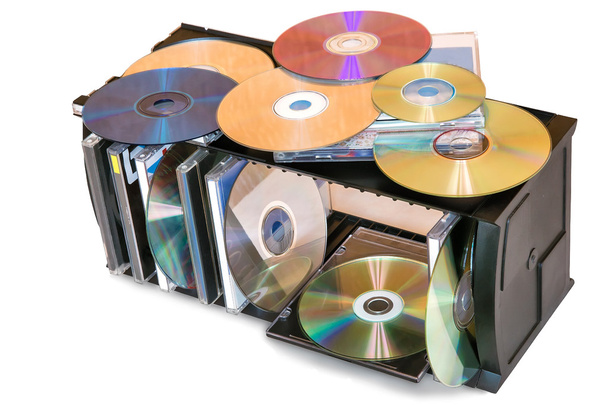 Kompaktní disky v zásobníku. - Fotografie, Obrázek