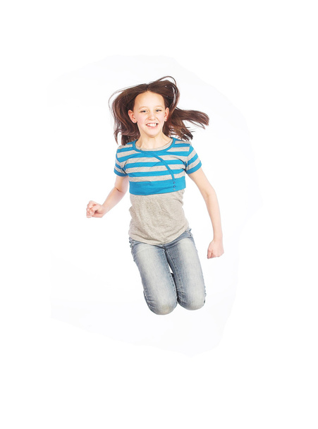 girl jumps on a white background - Φωτογραφία, εικόνα