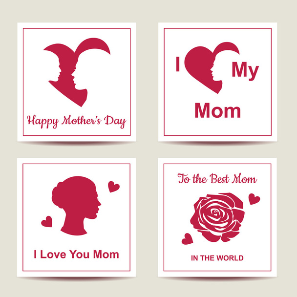 幸せな母の日のカードはテキストのセットです。ベクトル形式のグリーティング カードのコレクション - ベクター画像