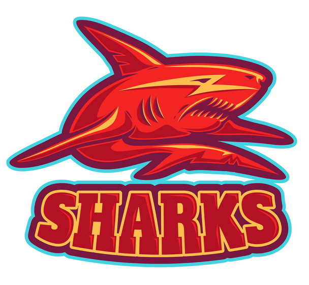 Logo with shark - Vector, Image