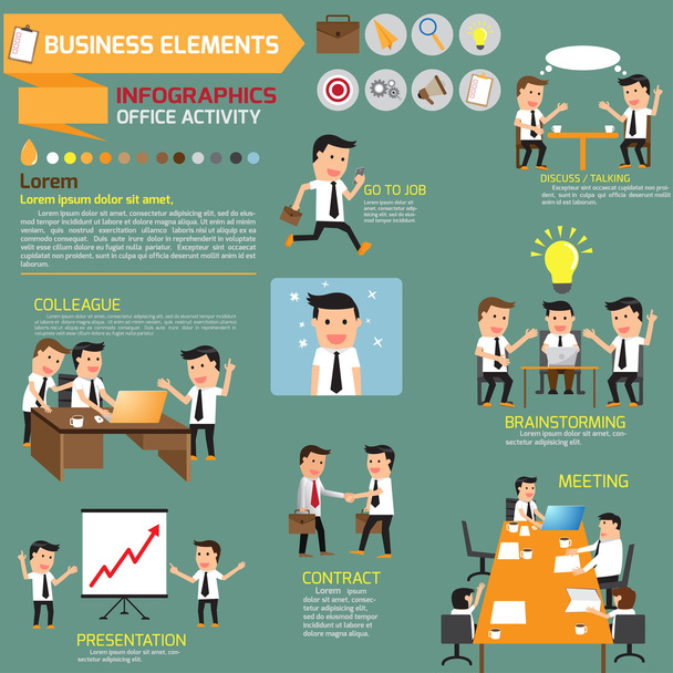 business Infographics. business in various pose. - Vector, Image