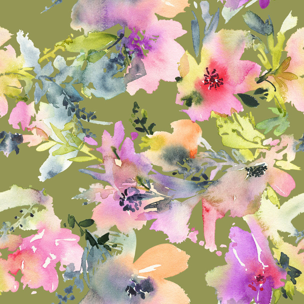 Abstract watercolor flowers - Foto, Imagen