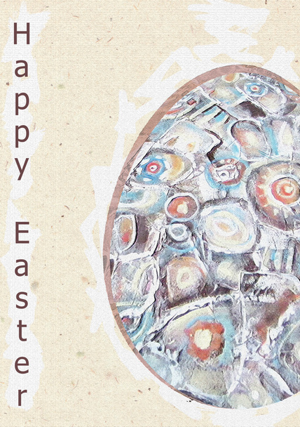 Feliz cartão de felicitações da Páscoa. Ilustração com ovo de Páscoa. Pintura à mão acrílica
. - Foto, Imagem