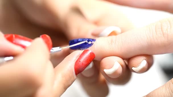 manicure, proces, paznokcie, szczelnie-do góry, - Materiał filmowy, wideo