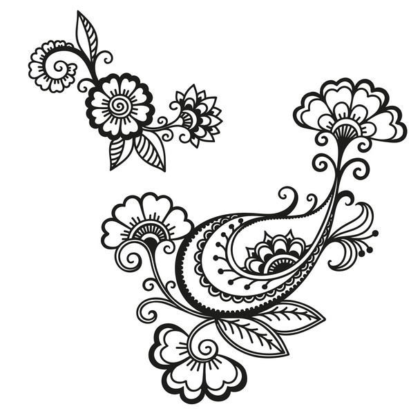 Henna tattoo flower template.Mehndi. - Вектор,изображение