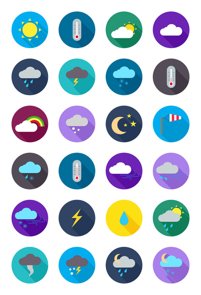 Color round weather forecast icons set - Vektori, kuva