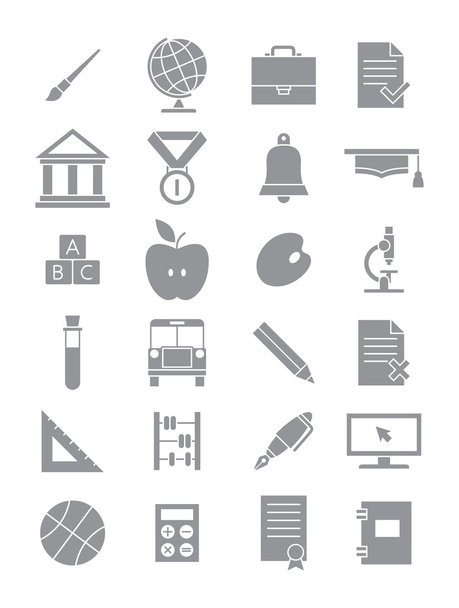 Gray school icons set - Wektor, obraz