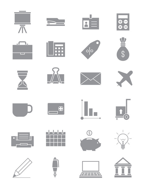 Gray business icons set - Vektor, obrázek