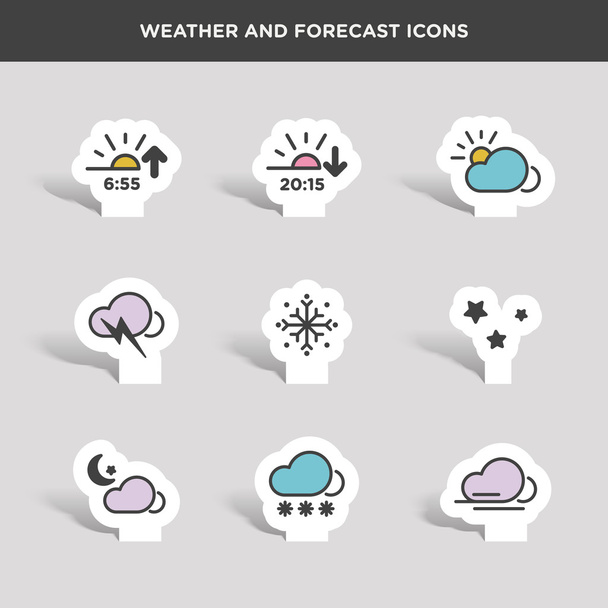 počasí a prognózy ikony nastavit - Vektor, obrázek