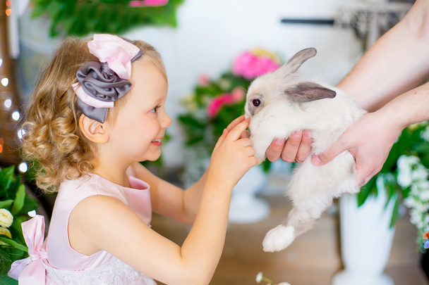 little girl with a rabbit - Foto, Imagen