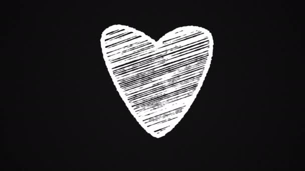 Herz mit Kreide bemalt, handgezeichnete Animation 4k - Filmmaterial, Video