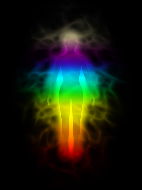 regenboog silhouet met aura - vrouw - Foto, afbeelding