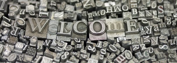 Hoşgeldiniz Word'le typeset harflerin yakın çekim - Fotoğraf, Görsel