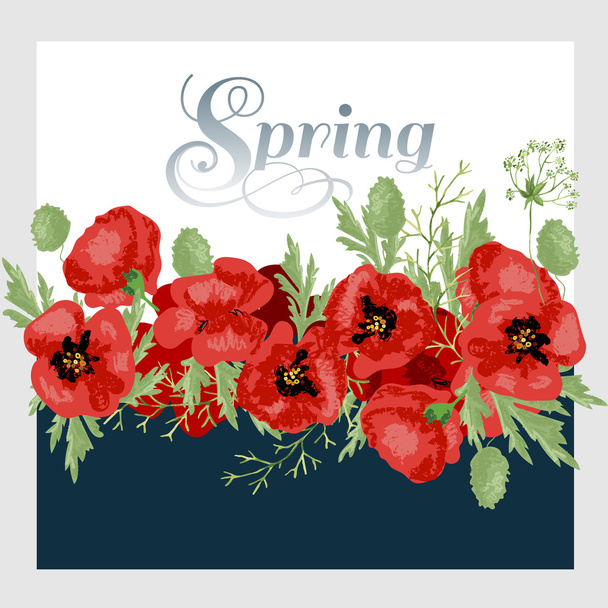 spring background with poppies - Vektori, kuva