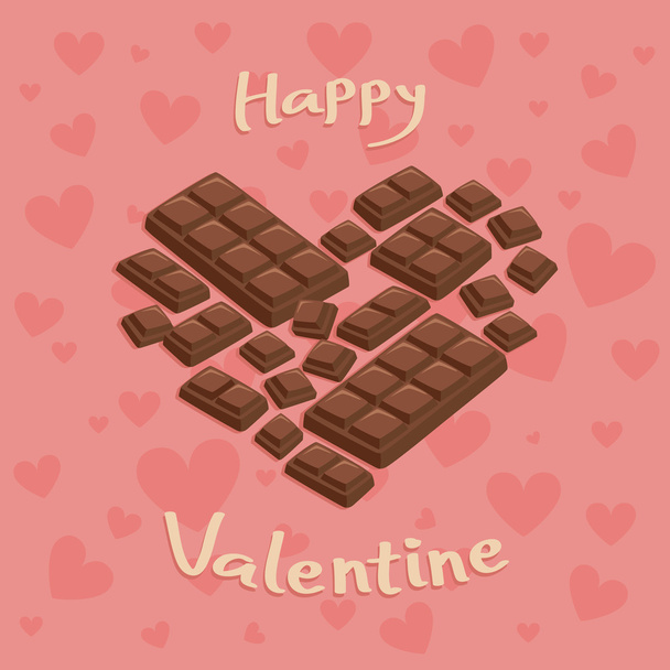 Corazón de San Valentín chocolate Bar Rosa
 - Vector, Imagen