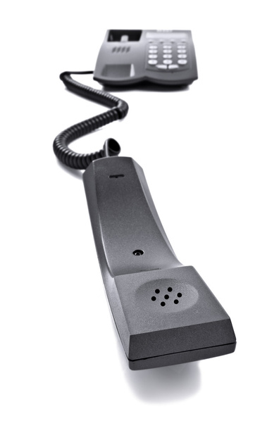 Черный телефон изолирован на белом с местом для текста
 - Фото, изображение