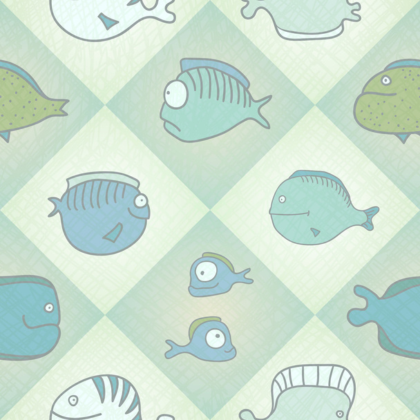Seamless, background, fishes. Vector drawing.  - Vector, Image