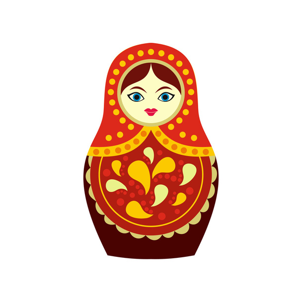 Икона русской матрешки, плоский стиль
 - Вектор,изображение