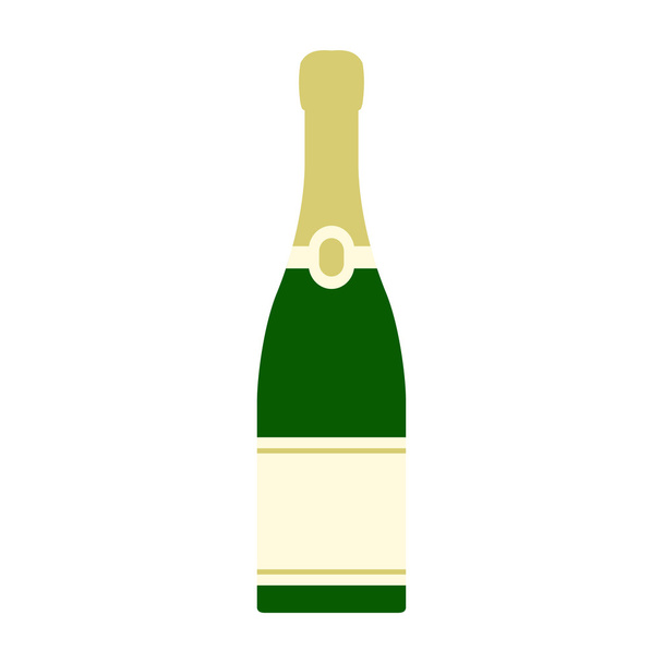 Champagne bottle icon, flat style - Vector, Imagen