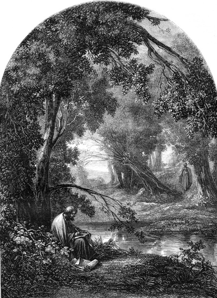 Democritus landscape, vintage engraving. - Photo, Image