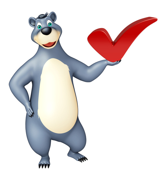 cute Bear cartoon character with right sign - Photo, Image