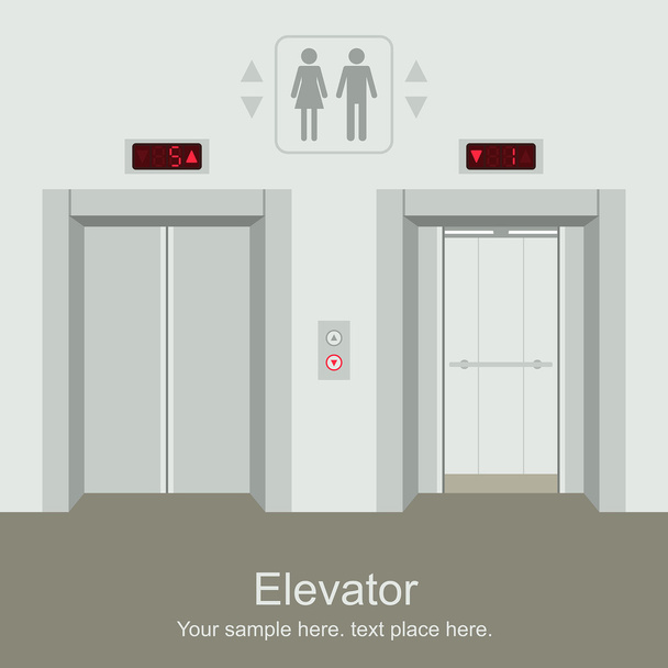 Elevator open and closed doors - Vector, Image