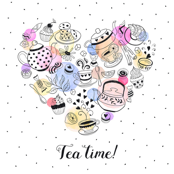 Tea time poster - Vector, imagen