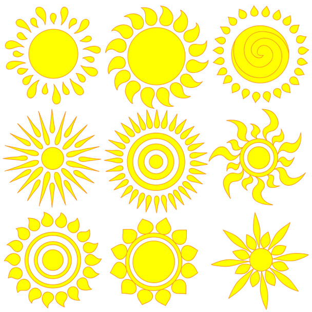 Hand getrokken doodle zonnen. - Foto, afbeelding
