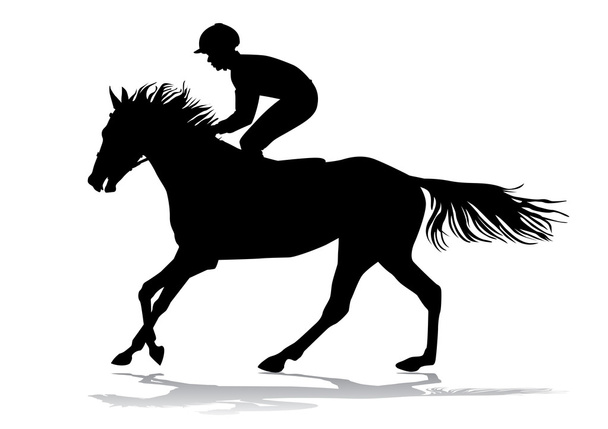 Jockey sobre un caballo
  - Vector, imagen