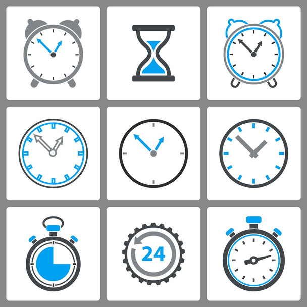  Set of clock icons. - Vector, Imagen