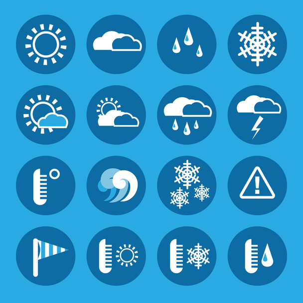 Weather icon set on blue background - Vector, Image