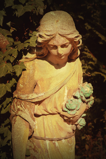 Gouden Engel in het zonlicht (antieke standbeeld) - Foto, afbeelding