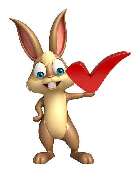 carino coniglietto personaggio dei cartoni animati con il segno destro
  - Foto, immagini