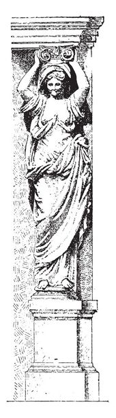 Caryatid, vintage engraving. - Vector, Image