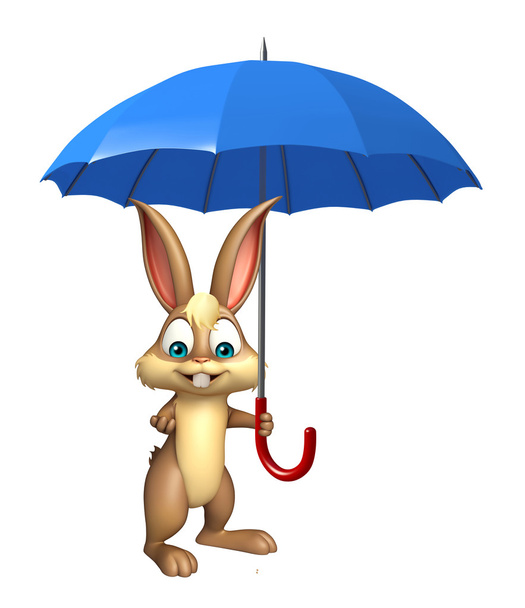 χαριτωμένο λαγουδάκι χαρακτήρα κινουμένων σχεδίων με ομπρέλα - Φωτογραφία, εικόνα