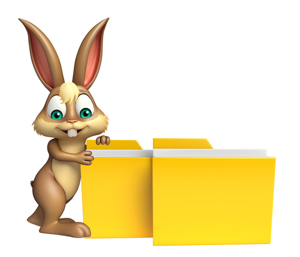 divertido personaje de dibujos animados Bunny con carpeta
 - Foto, Imagen