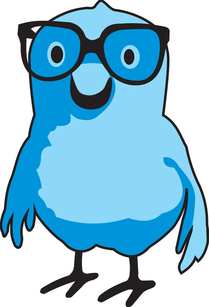 Bluebert with glasses - "Nerdbird" - Vector, Image